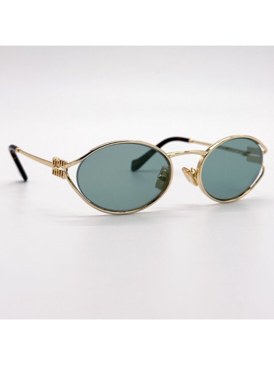 NEW MIU MIU SUNGLASSES MU52YS 5AK04M WOMEN GOLD/GREEN MU 52YS, SMU 52Y EYEWEAR main image 8